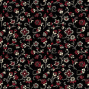 QT Oxford Archival Flower with Dotted Scroll - 24851-J Black - Cotton Fabric