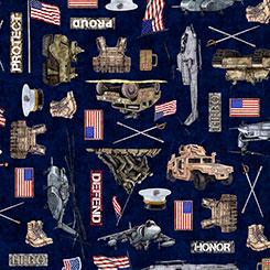 QT Patriot Marines Allover - 30939-N Navy - Cotton Fabric