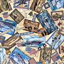 QT Patriot Military Collage - 30930-A Tan - Cotton Fabric