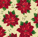 QT Poinsettia Symphony Poinsettia & Scroll - 30297-E Cream - Cotton Fabric