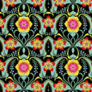 QT Poppy Gala Floral Damask - 30835-Q Aqua - Cotton Fabric