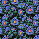 QT Poppy Gala Floral & Dot - 30834-J Black - Cotton Fabric