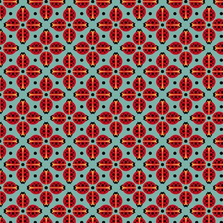 QT Poppy Gala Set Ladybugs - 30837-Q Aqua - Cotton Fabric