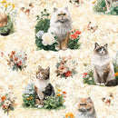 QT Purrfect Garden Cats - 32313-E Cream - Cotton Fabric