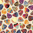 QT Rock N Roll Fantasy Guitar Pics - 30734-E Cream - Cotton Fabric