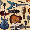 QT Rock N Roll Fantasy Guitars - 30732-A Tan - Cotton Fabric