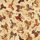 QT Running Wild Saddle Toss - 30628-A Tan - Cotton Fabric