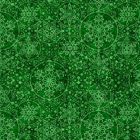 QT Santa's Workshop Snowflakes - 31077-G Green - Cotton Fabric