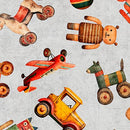 QT Santa's Workshop Toy Toss - 31075-K Light Gray - Cotton Fabric