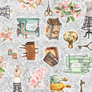 QT Sew Shabby Chic Sewing Antiquities - 31572-K Gray - Cotton Fabric