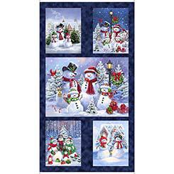 QT Snowman Holiday Snowman Picture Patch Panel - 30440-N Navy - Cotton Fabric