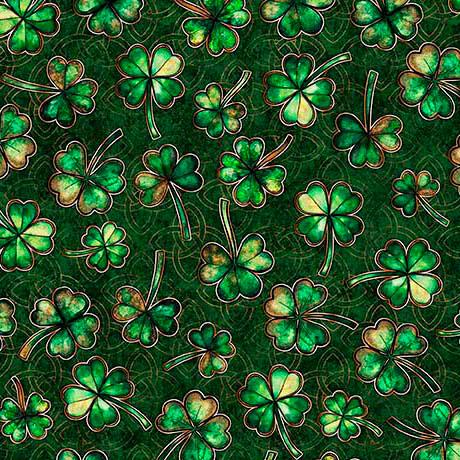 QT Spirit Of Ireland Shamrocks - 31654-F Forest - Cotton Fabric