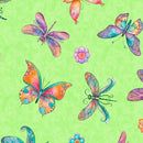 QT Spring Bling Butterflies - 30769-H Lime - Cotton Fabric