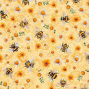 QT Sunflower Sunflowers & Bumble Bees - 31805-O Melon - Cotton Fabric