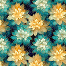 QT Swan Song Lotus Flowers - 31850-Q Turquoise - Cotton Fabric