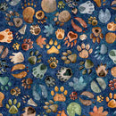 QT Terrors Of The Pleistoncene Animal Tracks - 32182-N Navy - Cotton Fabric