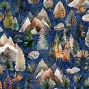 QT Terrors Of The Pleistoncene Landscape - 32183-N Navy - Cotton Fabric