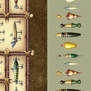 QT The Lure Of Fishing Fishing Border Stripe - 32123-HA Sage/Brown - Cotton Fabric