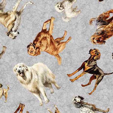 QT Top Dog Dog Toss - 30580-K Gray - Cotton Fabric