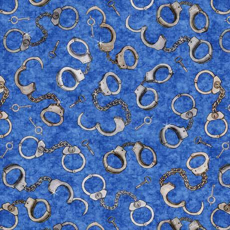 QT True Detective Hand Cuffs - 30722-B Blue - Cotton Fabric