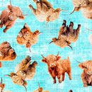 QT Udderly Adorable Baby Cow Toss - 32160-Q Turquoise - Cotton Fabric