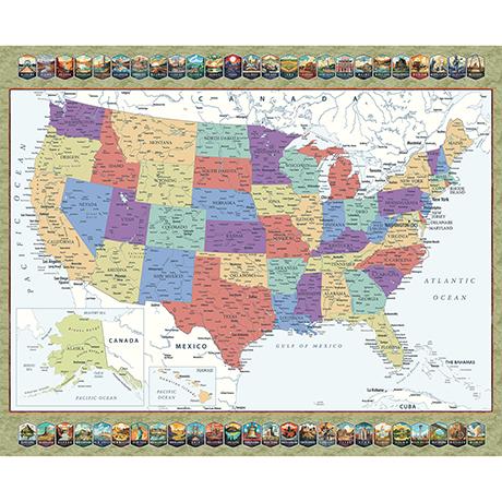 QT Us Map - Where You Are From Panel - 31511-X Multi - Cotton Fabric
