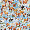 QT Yippie Ki Yay! Cows & Horses - 31491-B Light Blue - Cotton Fabric