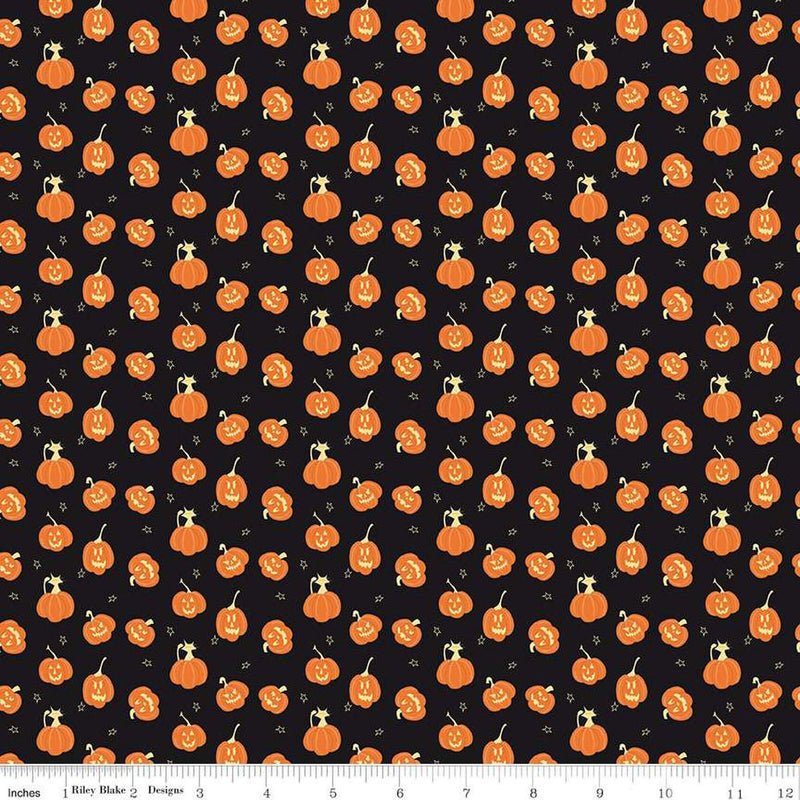 RILEY BLAKE Beggar's Night Pumpkins - C14505-BLACK - Cotton Fabric