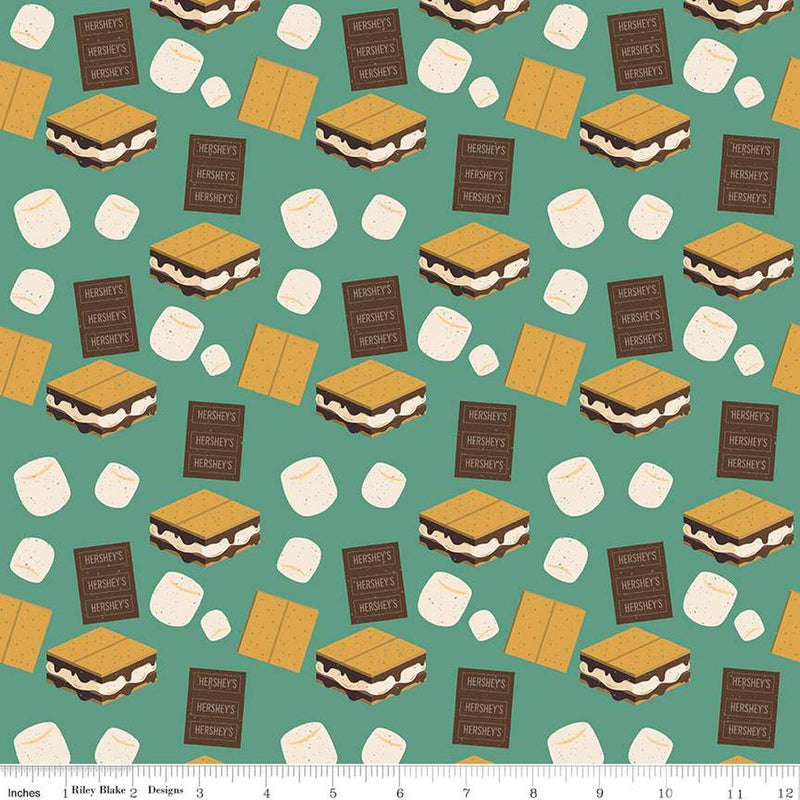 RILEY BLAKE Camp Smores - Toss C13622-GREEN - Cotton Fabric