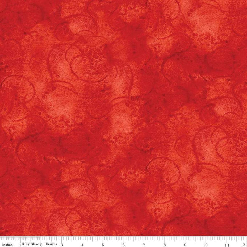 CWH Painter's Watercolor Swirl - C680-RED - Cotton Fabric