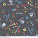 CWH Thomas & Friends Sodor Railway Words - C15081-CHARCOAL - Cotton Fabric