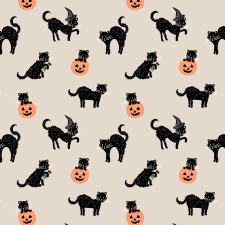 RJR Cotton & Steel Halloween Black Cat - RP1302-LI2M Linen - Cotton Metallic Fabric