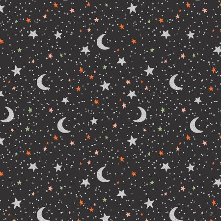 RJR Cotton & Steel Halloween October Night - RP1305-BK1M Black - Cotton Metallic Fabric