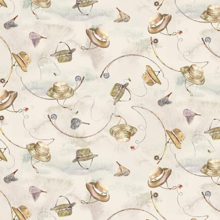 RJR Daily Catch Let's Go Fishing - TM302-LK1D Light Khaki - Cotton Fabric