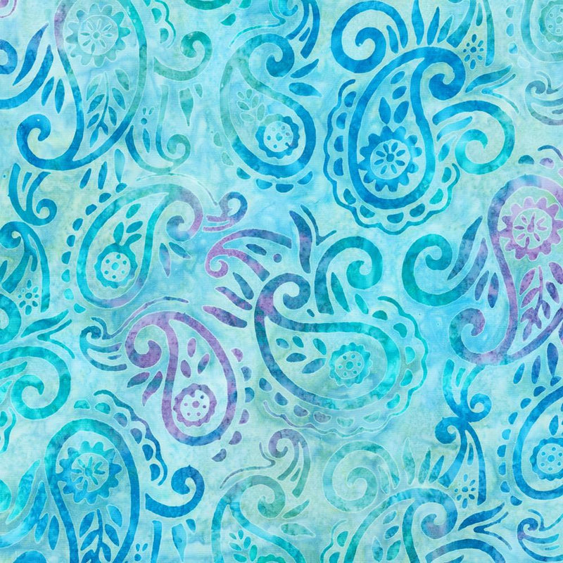 RK Artisan Batiks: Paisley Bouquet - AMD-22836-63 Sky - Cotton Batik Fabric