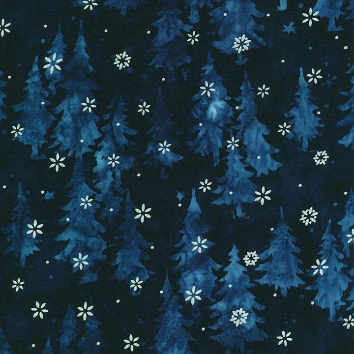 RK Artisan Batiks: Winter Pines - 23141-9 Navy - Cotton Batik Fabric