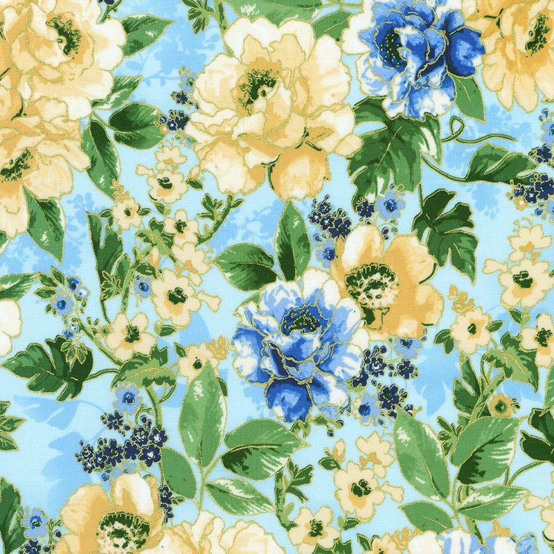 RK Decadent Garden - SRKM-22540-4 Blue - Cotton Fabric