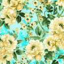 RK Decadent Garden - SRKM-22540-70 Aqua - Cotton Metallic Fabric