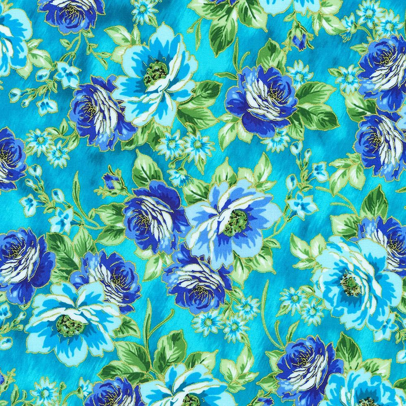 RK Decadent Garden - SRKM-22541-81 Turquoise - Cotton Fabric