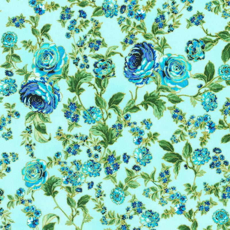 RK Decadent Garden - SRKM-22542-70 Aqua - Cotton Fabric