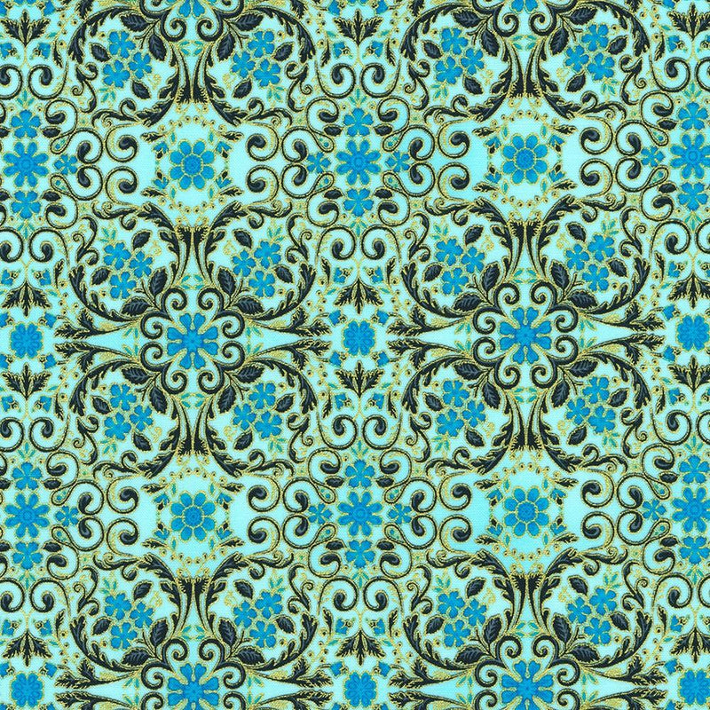 RK Decadent Garden - SRKM-22544-70 Aqua - Cotton Fabric