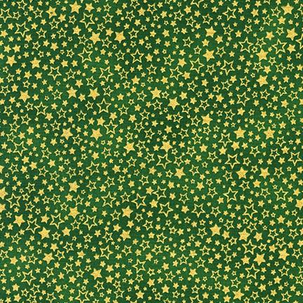 RK Holiday Charms - 19952-7 Green - Cotton Metallic Fabric