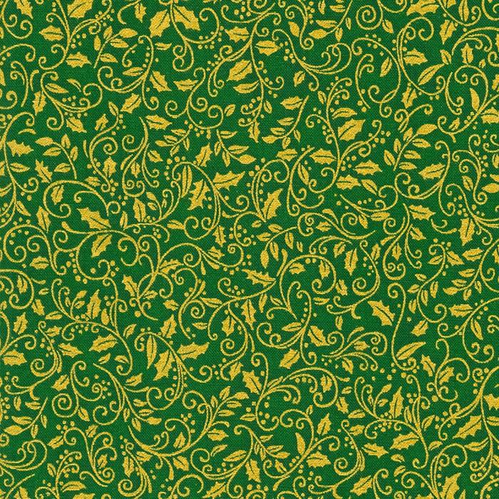 RK Holiday Charms - SRKM-20969-7 Green - Cotton Metallic Fabric