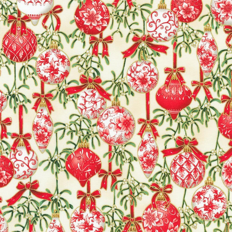 RK Holiday Flourish - Festive Finery - SRKM-22287-84 Cream - Cotton Metallic Fabric