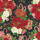 RK Holiday Flourish - Peppermint Twist - 22945-2 Black - Cotton Metallic Fabric