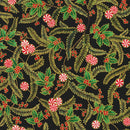 RK Holiday Flourish - Peppermint Twist - 22948-2 Black - Cotton Metallic Fabric
