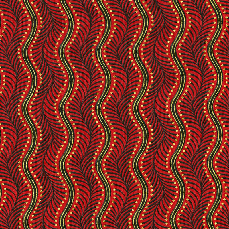 RK Holiday Flourish - Peppermint Twist - 22950-113 Cranberry - Cotton Metallic Fabric