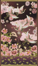 RK Imperial Collection - Graceful Cranes Panel - 23501-24 Plum - Cotton Fabric