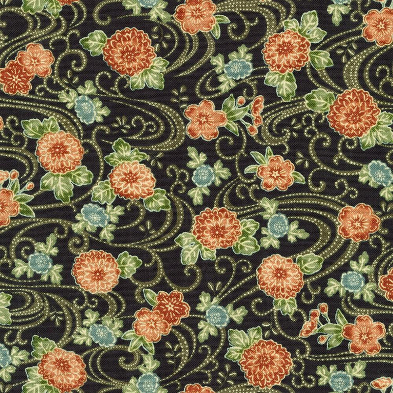 RK Kyoto Gardens - SB-83062D1-5 Black - Cotton Fabric