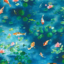RK Lotus and Koi - 22606-4 Blue - Cotton Fabric